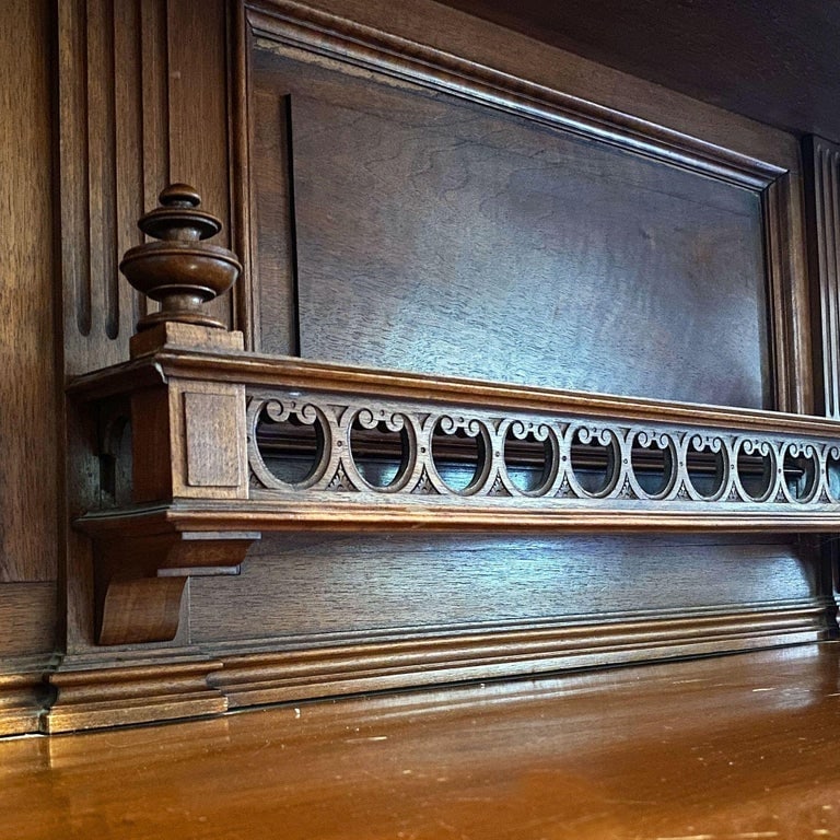 19th Century French Henry II Renaissance Carved Walnut Buffet Sideboard Cabinet - 10