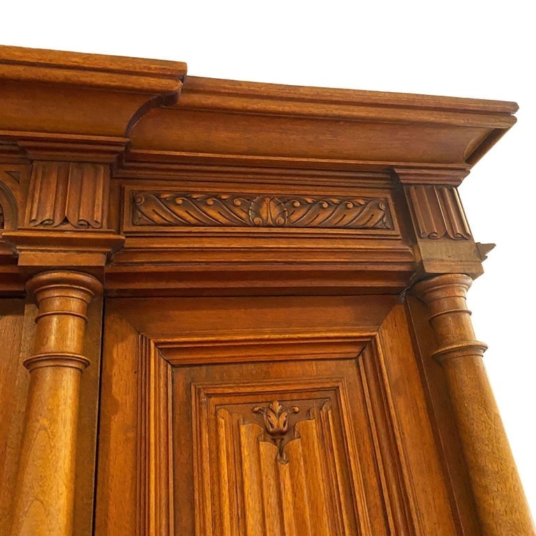 19th Century French Henry II Renaissance Carved Walnut Buffet Sideboard Cabinet - 11