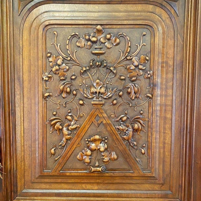 19th Century French Henry II Renaissance Carved Walnut Buffet Sideboard Cabinet - 12