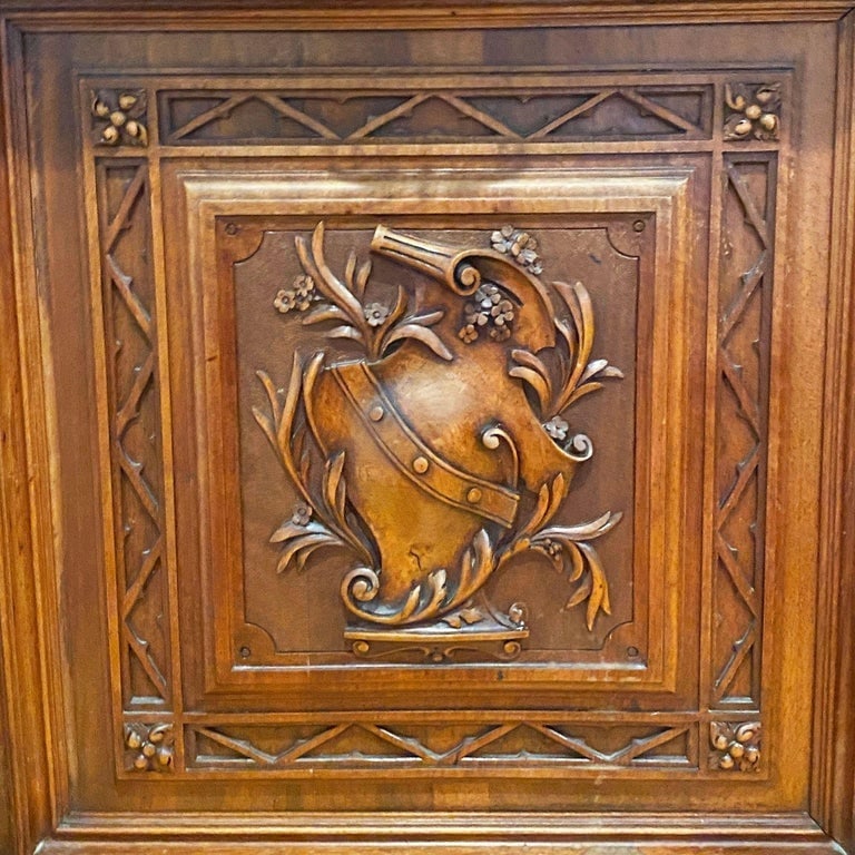 19th Century French Henry II Renaissance Carved Walnut Buffet Sideboard Cabinet - 14