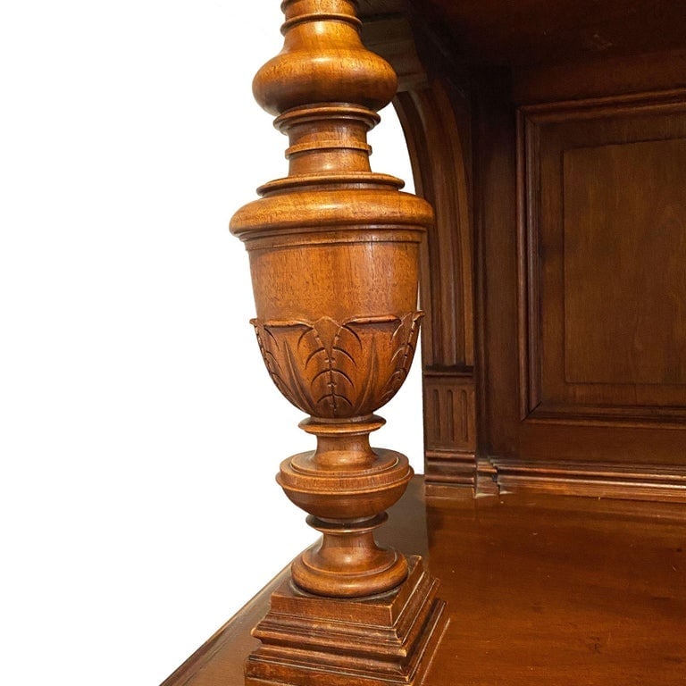 19th Century French Henry II Renaissance Carved Walnut Buffet Sideboard Cabinet - 15