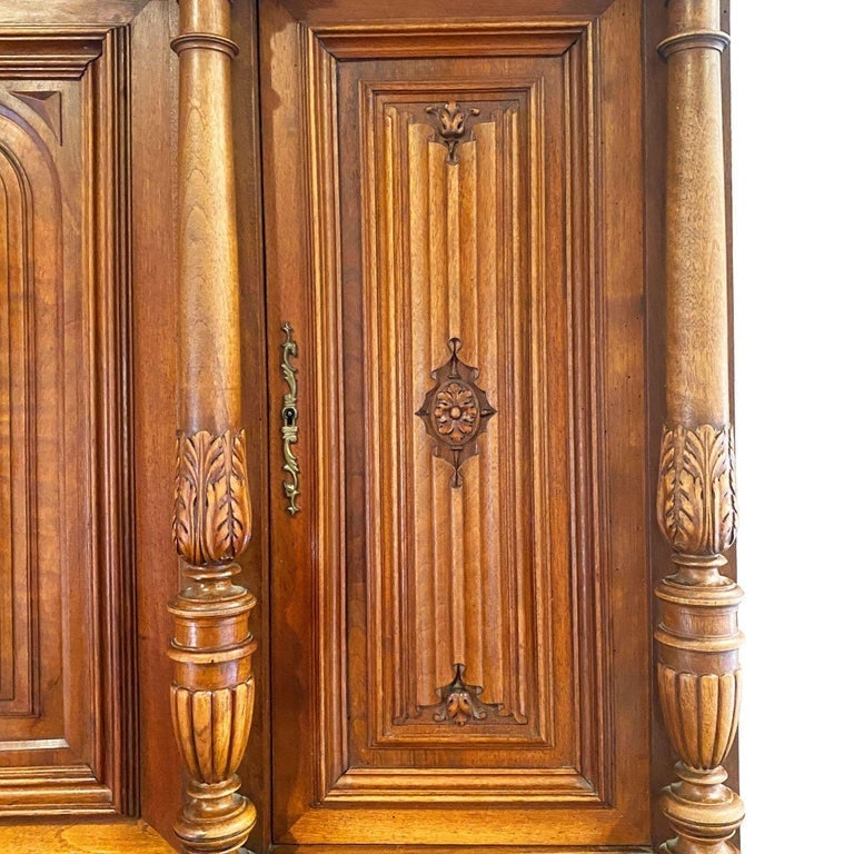 19th Century French Henry II Renaissance Carved Walnut Buffet Sideboard Cabinet - 8