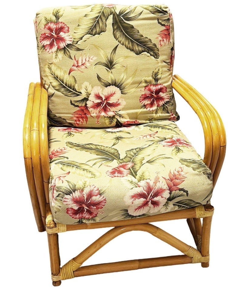 Restored MCM Blond 1949er Rattan 3-Strand Lounge Chair by Heywood Wakefield - 2