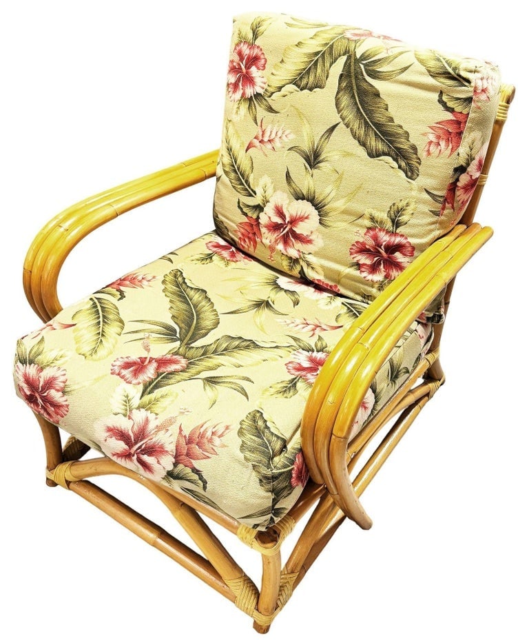 Restored MCM Blond 1949er Rattan 3-Strand Lounge Chair by Heywood Wakefield - 3