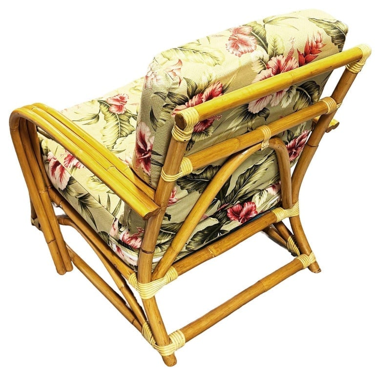 Restored MCM Blond 1949er Rattan 3-Strand Lounge Chair by Heywood Wakefield - 4