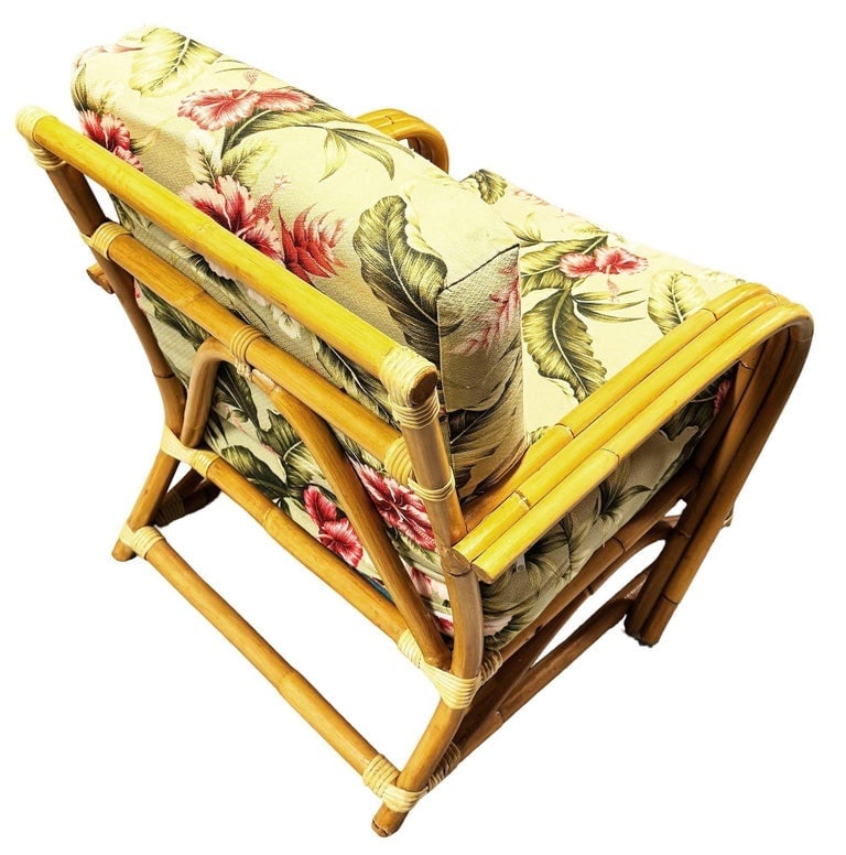 Restored MCM Blond 1949er Rattan 3-Strand Lounge Chair by Heywood Wakefield - 5