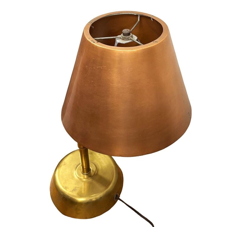 Art Deco Copper and Brass Machine Age Swing-Arm Reading Table Lamp - 3