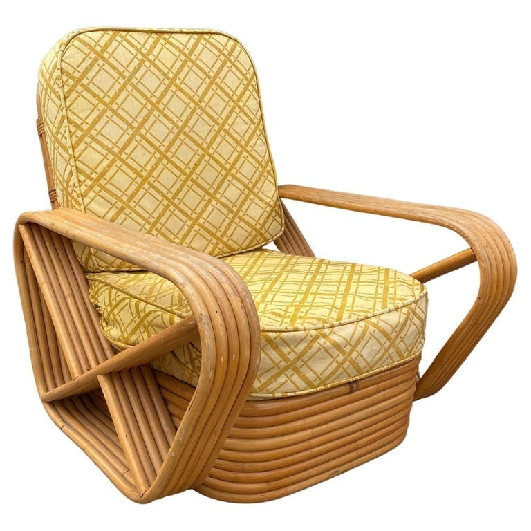 Restored Mid-century 5-Strand Square Pretzel Rattan Chair and Sofa Livingroom Set - 3
