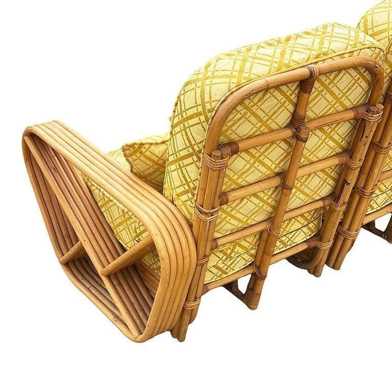 Restored Mid-century 5-Strand Square Pretzel Rattan Chair and Sofa Livingroom Set - 6