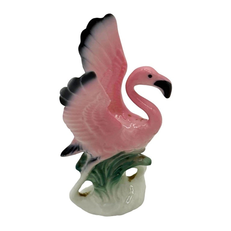 MCM Ceramic Miniature Pink Flamingo Tabletop Statue Set of 3 - 3