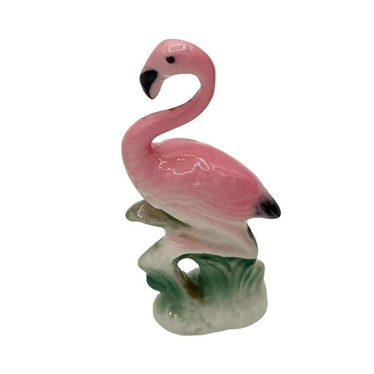 MCM Ceramic Miniature Pink Flamingo Tabletop Statue Set of 3 - 4
