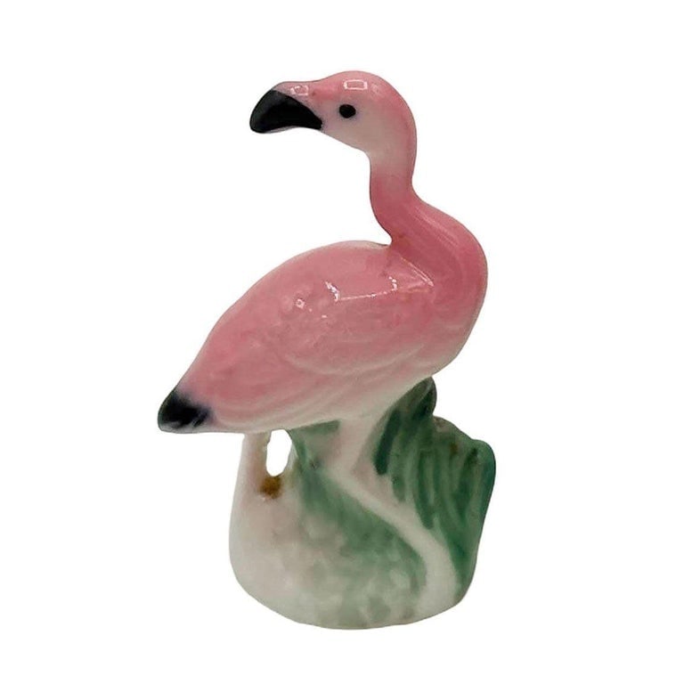 MCM Ceramic Miniature Pink Flamingo Tabletop Statue Set of 3 - 5