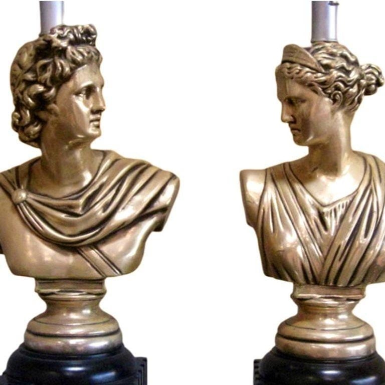 MCM High Style Hollywood Regency God and Goddess Pillar Table Lamps, Pair - 4