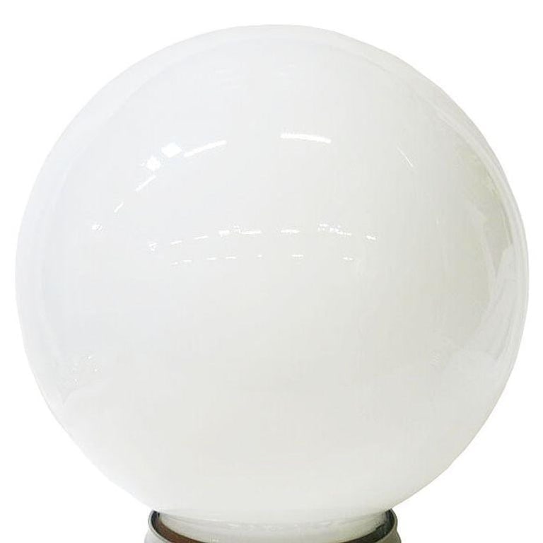 1930 Round Art Deco School House Milk Glass Ceiling Globe w Flush Celing Fixture - 5