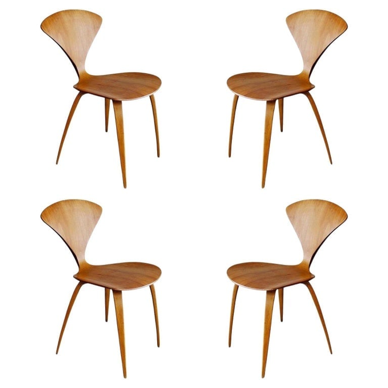 MCM Sculptural Bent Walnut Dining Chairs by Norman Cherner for Plycraft Set of 4 (1 of 8)