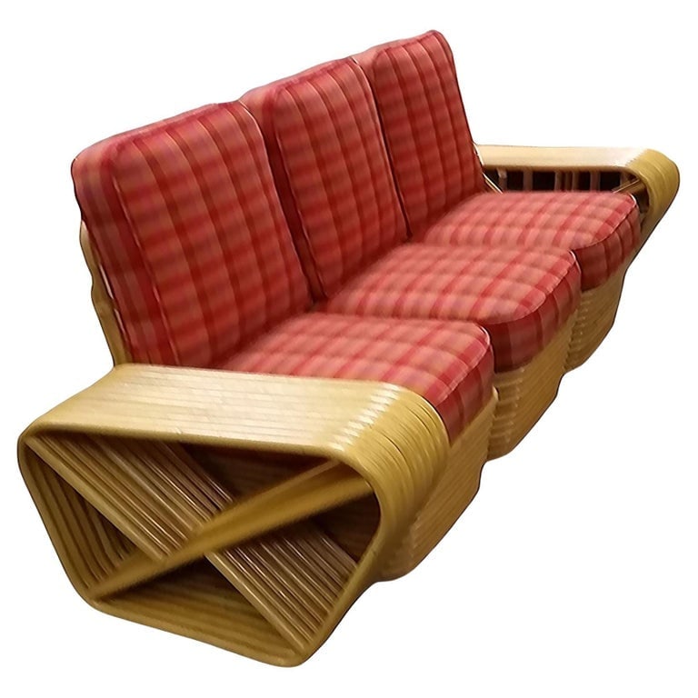Restored Mid-century10 Strand Square Pretzel Rattan 3-seater Sectional Sofa (1 of 5)