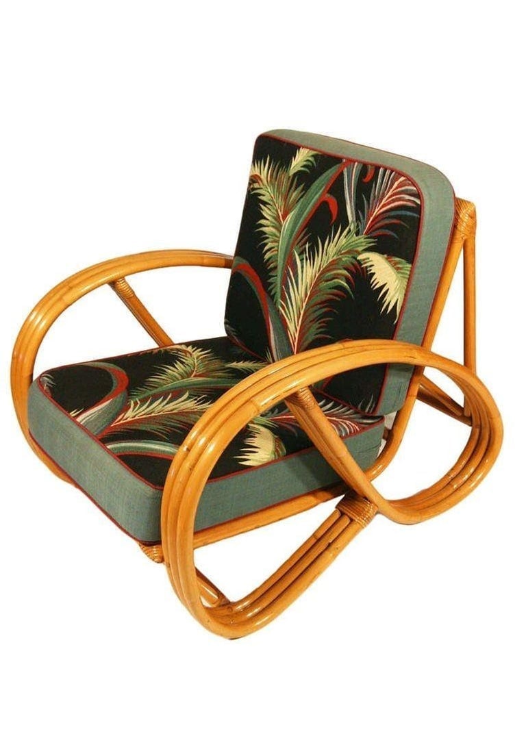 Restored Mid-century 3-strand 3/4 Round Pretzel Arm Rattan Lounge Chair, Pair - 2