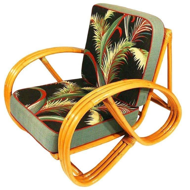 Restored Mid-century 3-strand 3/4 Round Pretzel Arm Rattan Lounge Chair, Pair - 4