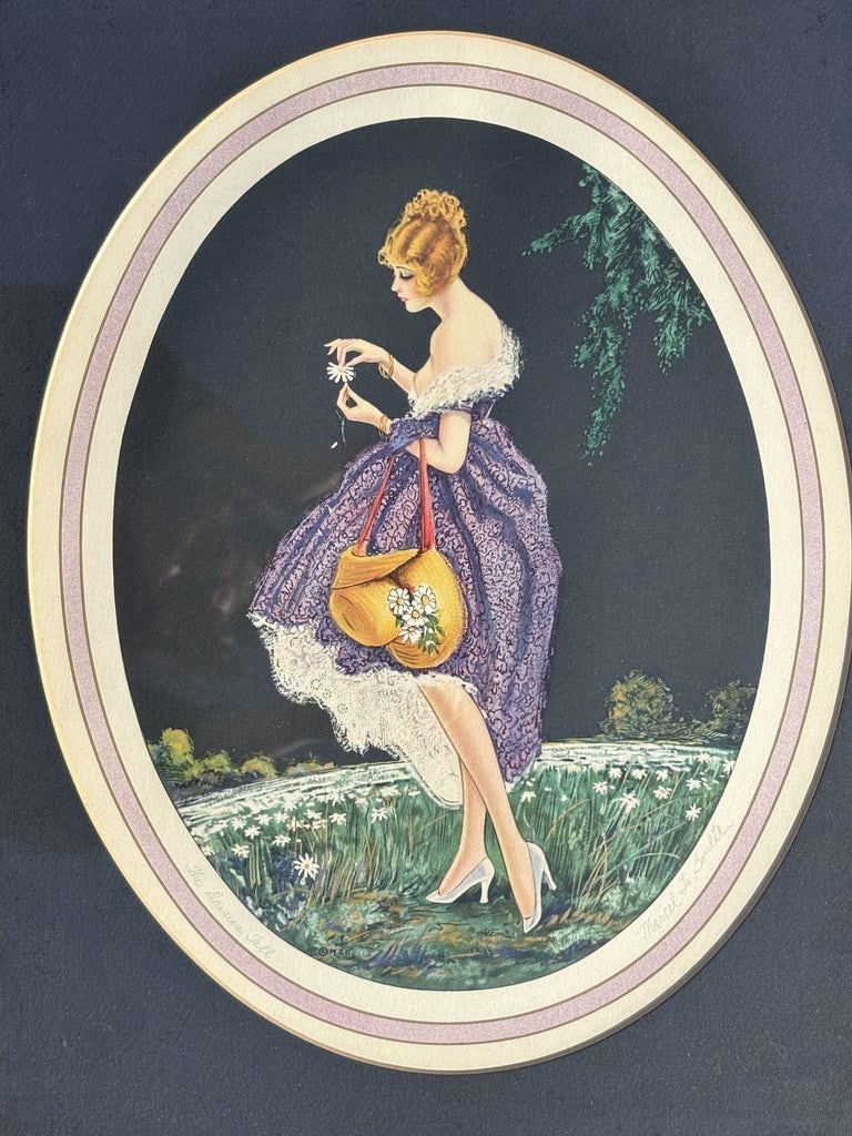 1920's Framed French Artwork "The Daisies Tell" by Marcel Le Boulte - 3