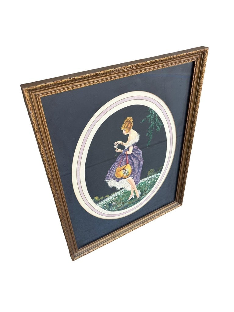 1920's Framed French Artwork "The Daisies Tell" by Marcel Le Boulte - 6