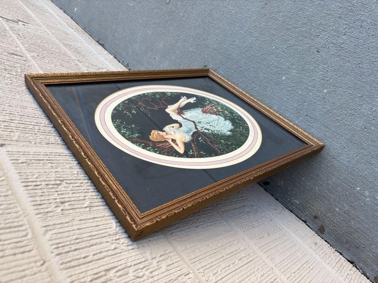 1920's Framed French Artwork "Lovers Message" by Marcel Le Boulte - 7