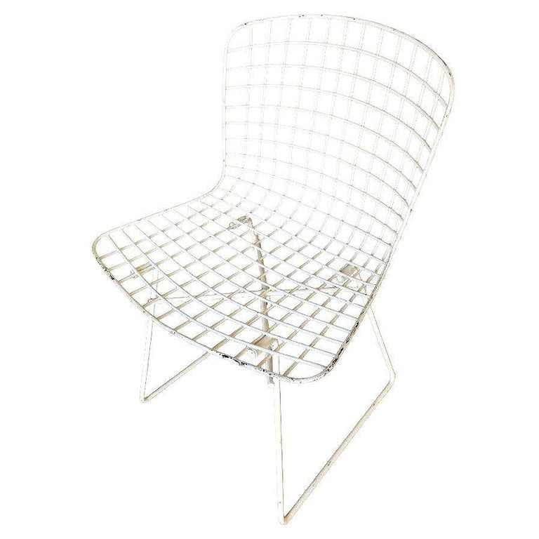 White Bertoia Steel Wire Side Chair with Sled Base by Knoll - 10