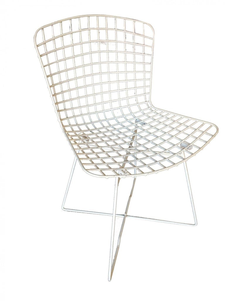 White Bertoia Steel Wire Side Chair with Sled Base by Knoll - 3