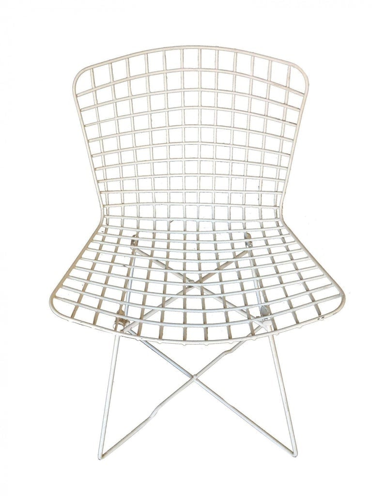 White Bertoia Steel Wire Side Chair with Sled Base by Knoll - 4