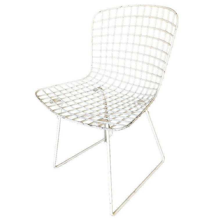 White Bertoia Steel Wire Side Chair with Sled Base by Knoll - 5