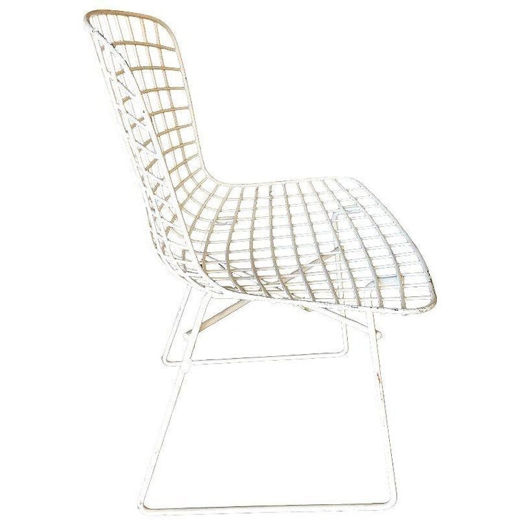 White Bertoia Steel Wire Side Chair with Sled Base by Knoll - 6