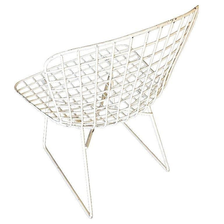White Bertoia Steel Wire Side Chair with Sled Base by Knoll - 7