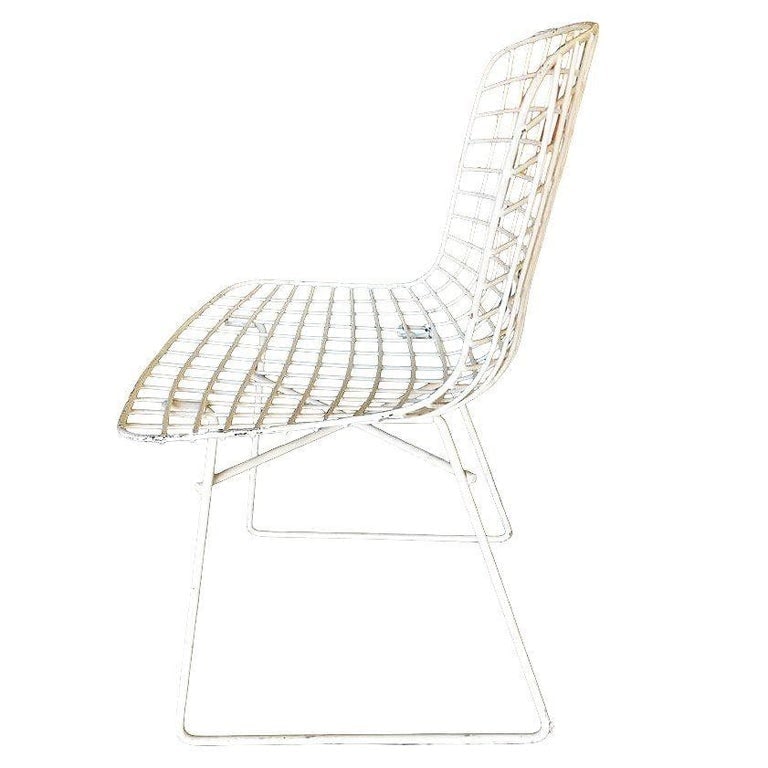 White Bertoia Steel Wire Side Chair with Sled Base by Knoll - 8