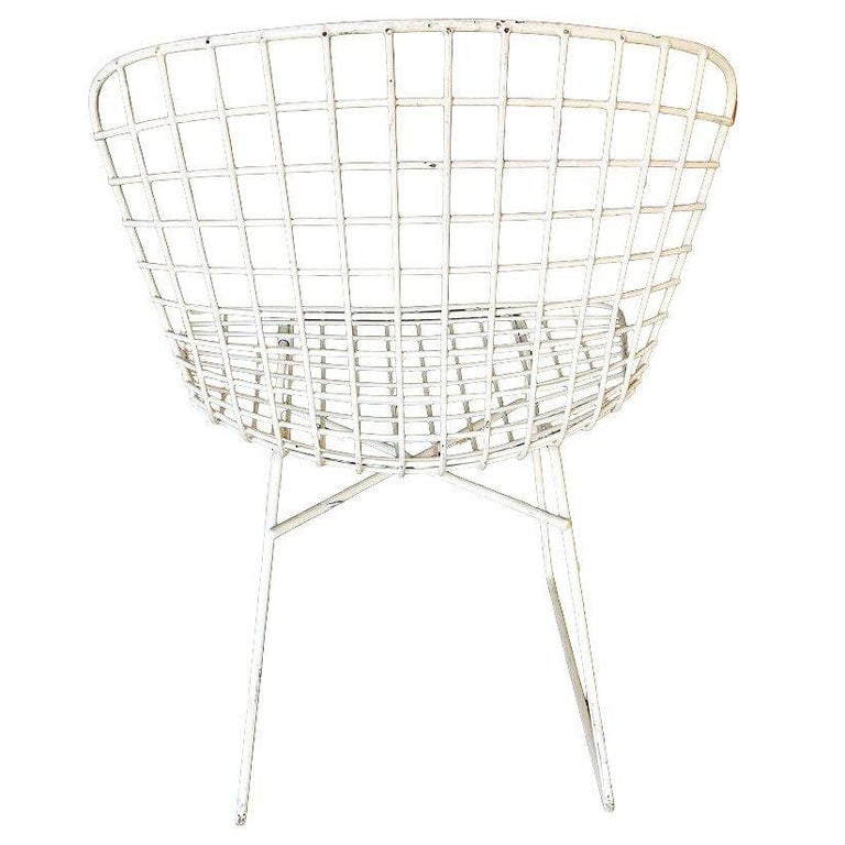 White Bertoia Steel Wire Side Chair with Sled Base by Knoll - 9