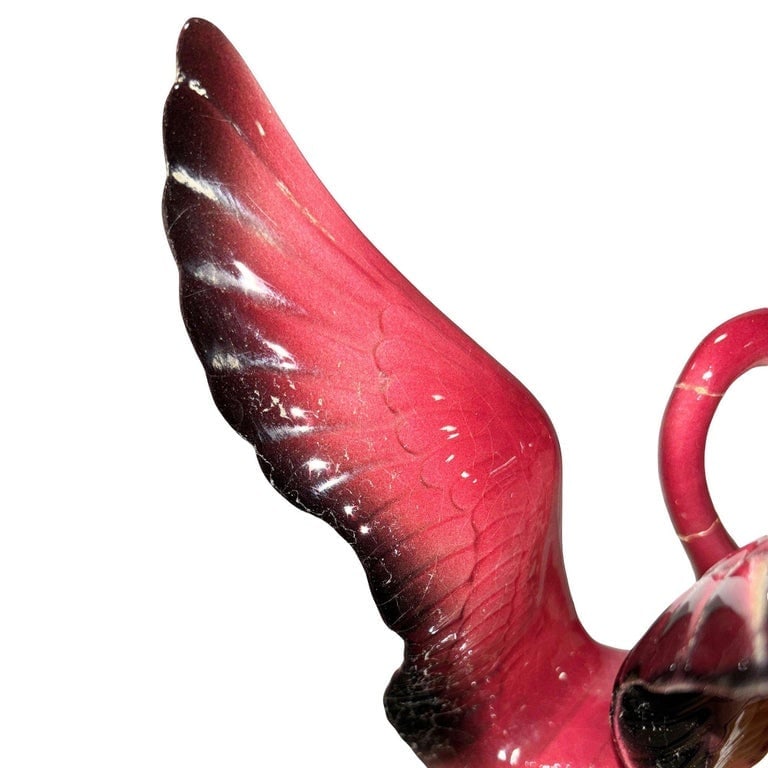 Mid-century Open Wing Pink Flamingo Ceramic Tabletop Statue - 7
