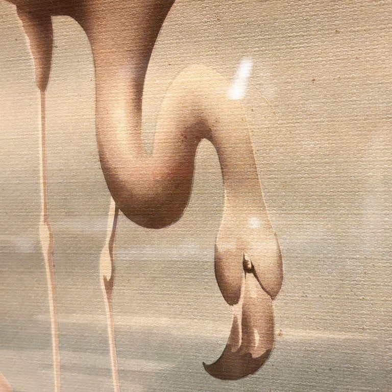 Mid Century White Flamingo Lithograph Print by Turner in Mirror Frame - 3