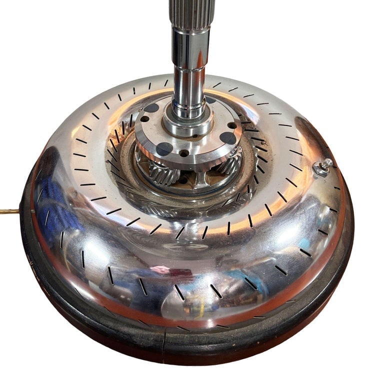 1980s Chrome Machine Age Art Deco Style Table Lamp w/ Torque Converter Base - 5