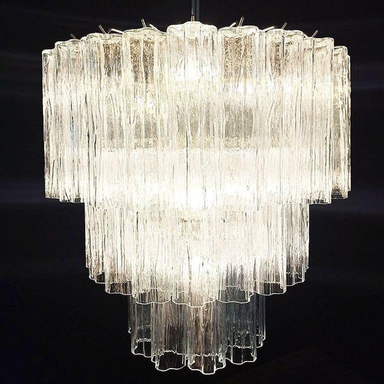Mid-century Murano Glass Tronchi Pendant Chandelier by Venini - 6
