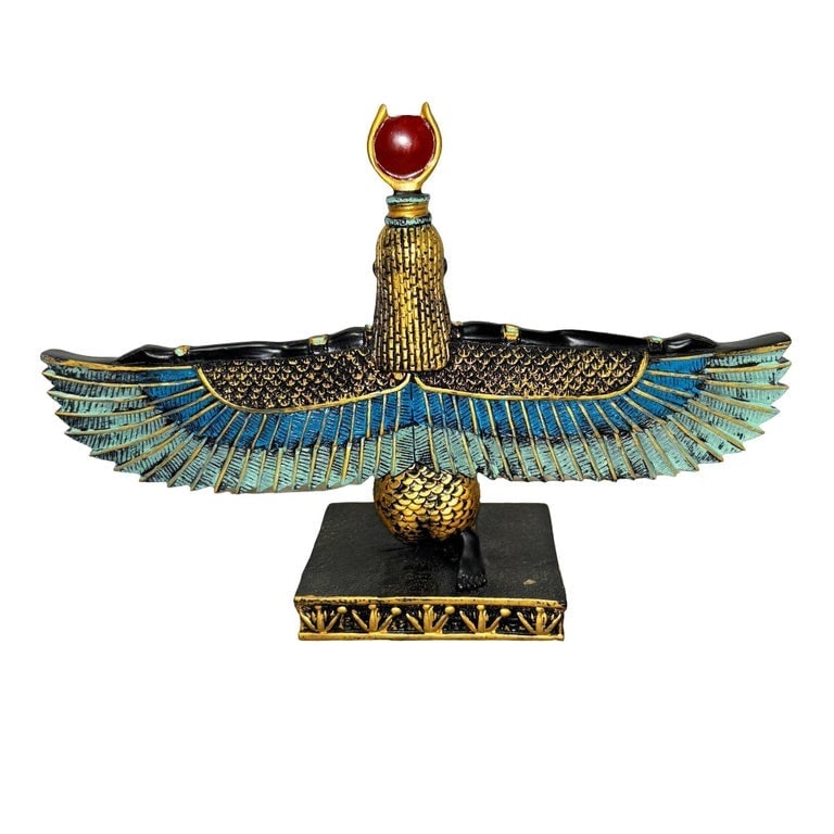 Hand Painted Resin Egyptian Goddess Tabletop Sculpture of Winged Deity Isis - 4