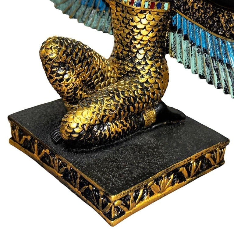 Hand Painted Resin Egyptian Goddess Tabletop Sculpture of Winged Deity Isis - 8