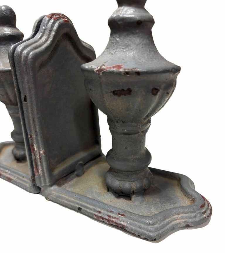 Grey Colonial Style Cast Iron Enamel Grey Finial Bookend, Pair - 4