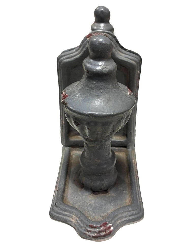 Grey Colonial Style Cast Iron Enamel Grey Finial Bookend, Pair - 5