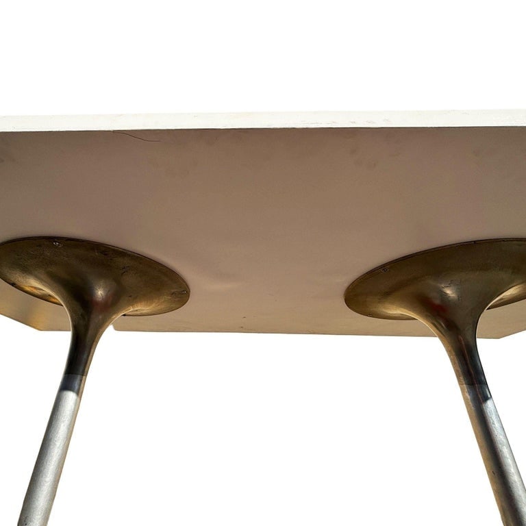 Eero Saarinen Style Double Tulip Base Dining Table W/ White Rectengular Top - 4