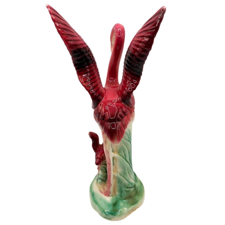 Mid-Century Child and Mother Flamingo Ceramic Statue By Leftons (REPAIRED) - 4
