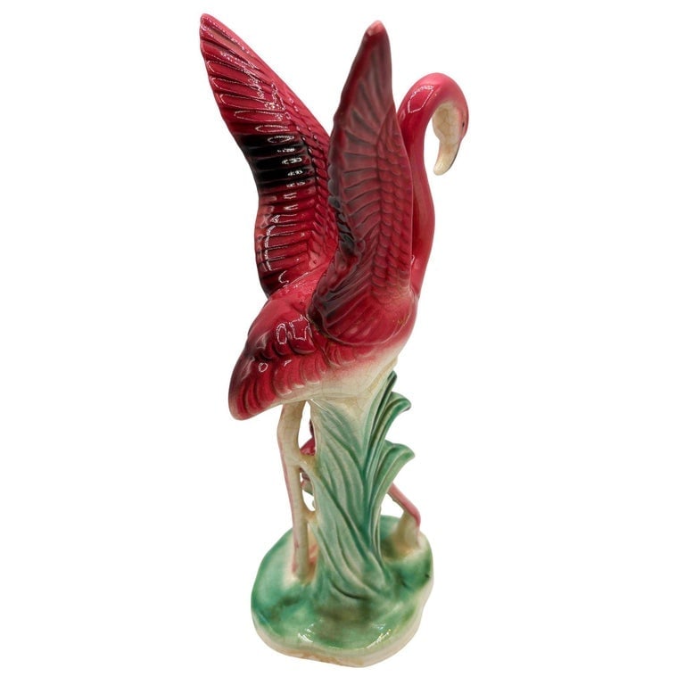 Mid-Century Child and Mother Flamingo Ceramic Statue By Leftons (REPAIRED) - 5