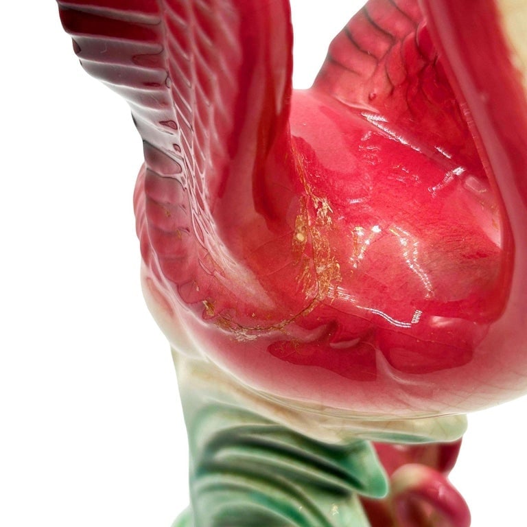 Mid-Century Child and Mother Flamingo Ceramic Statue By Leftons (REPAIRED) - 8