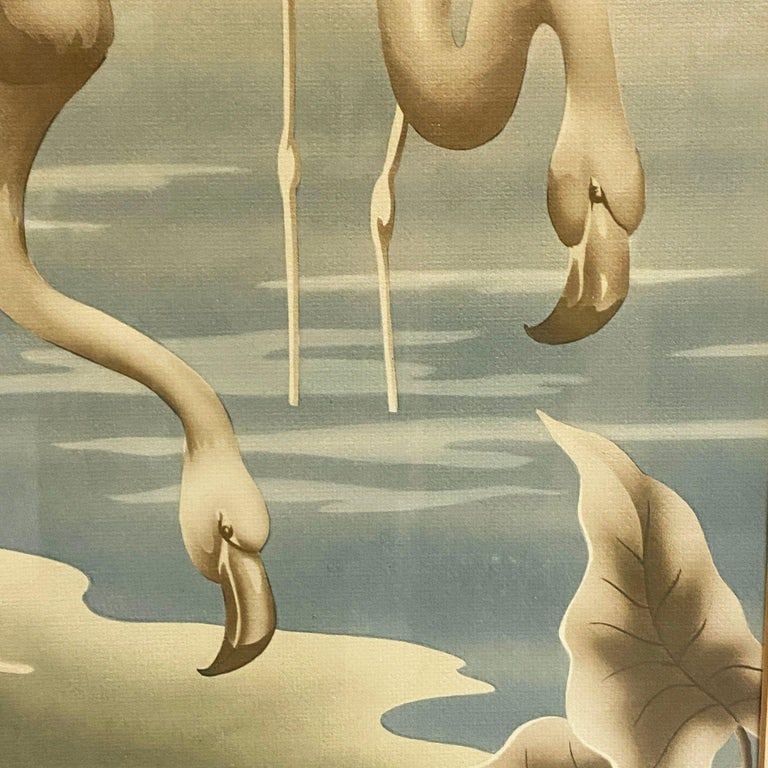 1940s Tropical Drinking Flamingo Scenic Print, Framed by Billy Seay for Turner - 6