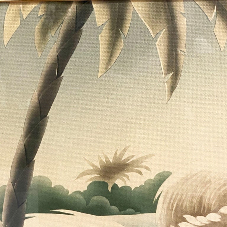 1940s Tropical Drinking Flamingo Scenic Print, Framed by Billy Seay for Turner - 8