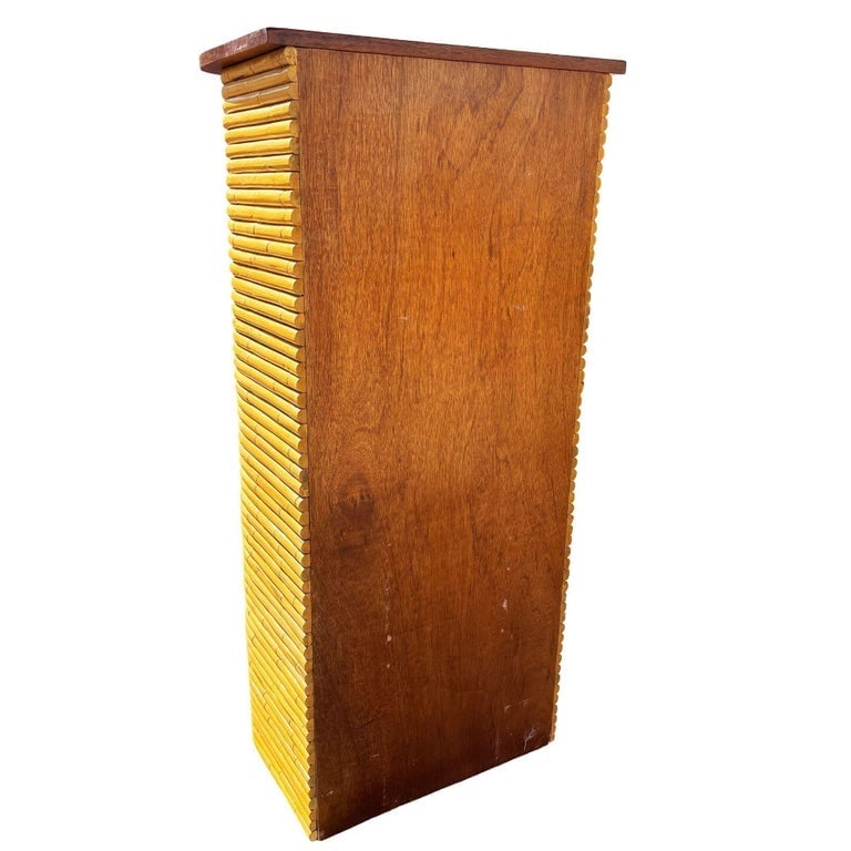 Restored Paul Frankl Style Stacked Rattan and Mahogany Petite Chest of 4 Drawers - 4