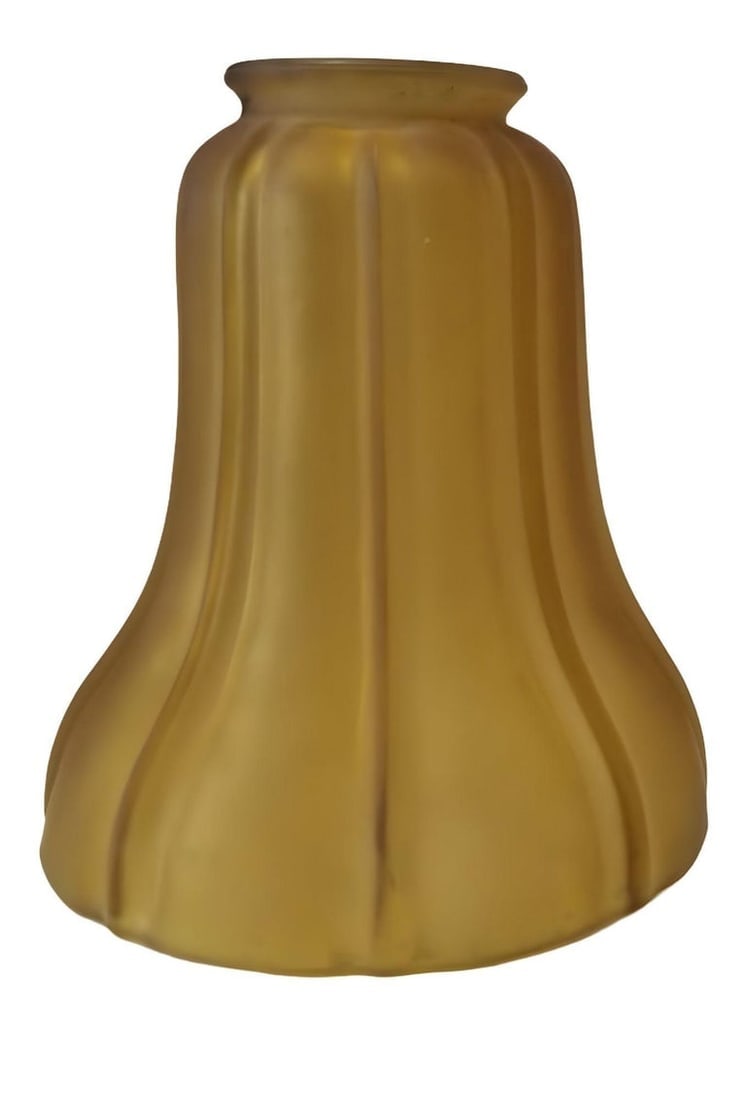 2" Amber Frosted Fluted Art Nouvea Style Bell Shade, Pair - 3