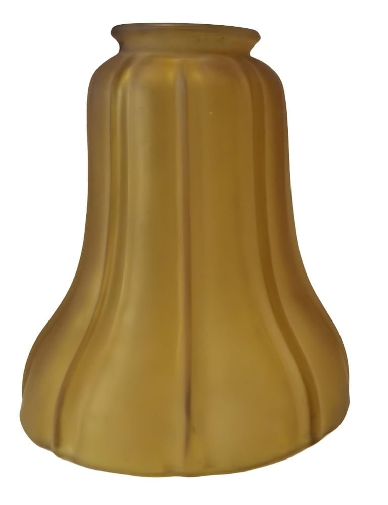 2" Amber Frosted Fluted Art Nouvea Style Bell Shade, Pair - 4